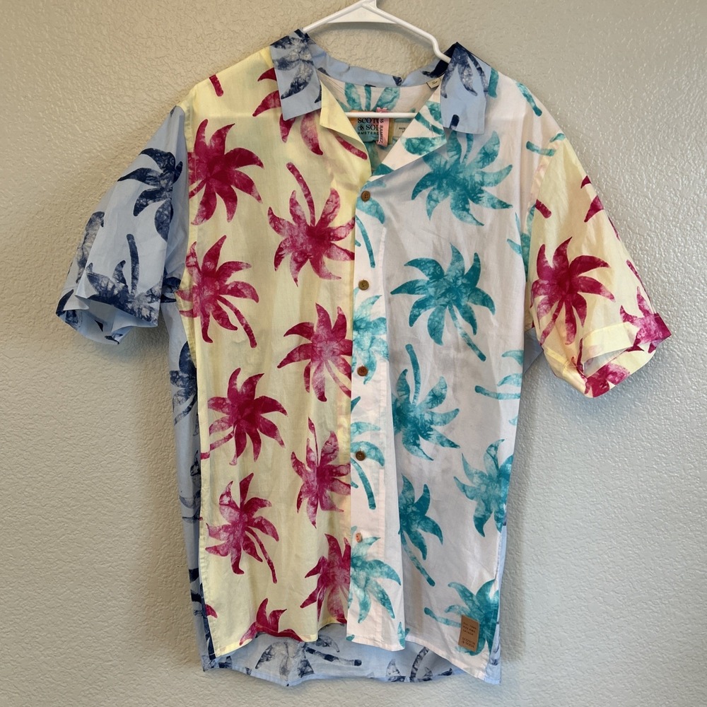 Scotch & Soda Pattern Camp Cotton Voile Printed Shirt Size Xl Men's